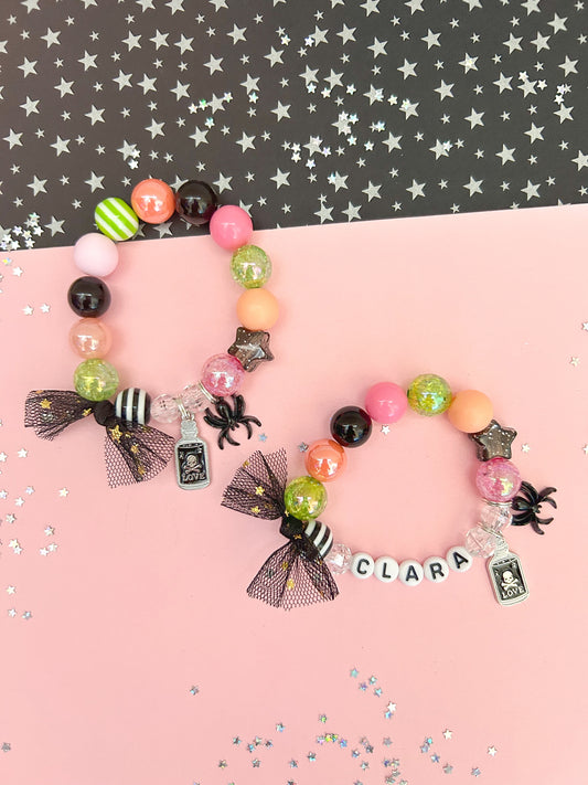 Halloween Love Potion Kids Charm Bracelet, Personalized, Custom Name Bright Colors