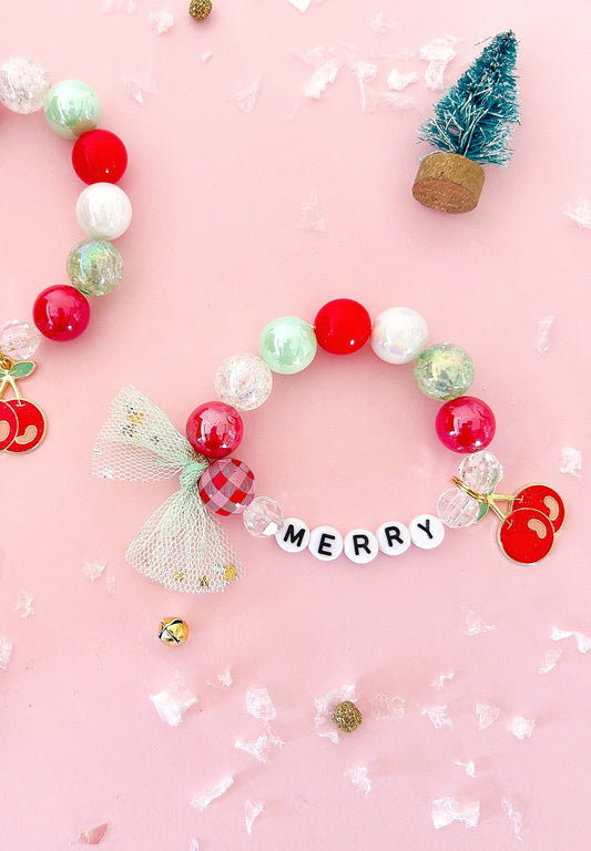 Christmas Cherry Christmas Holiday Kids Charm Bracelet