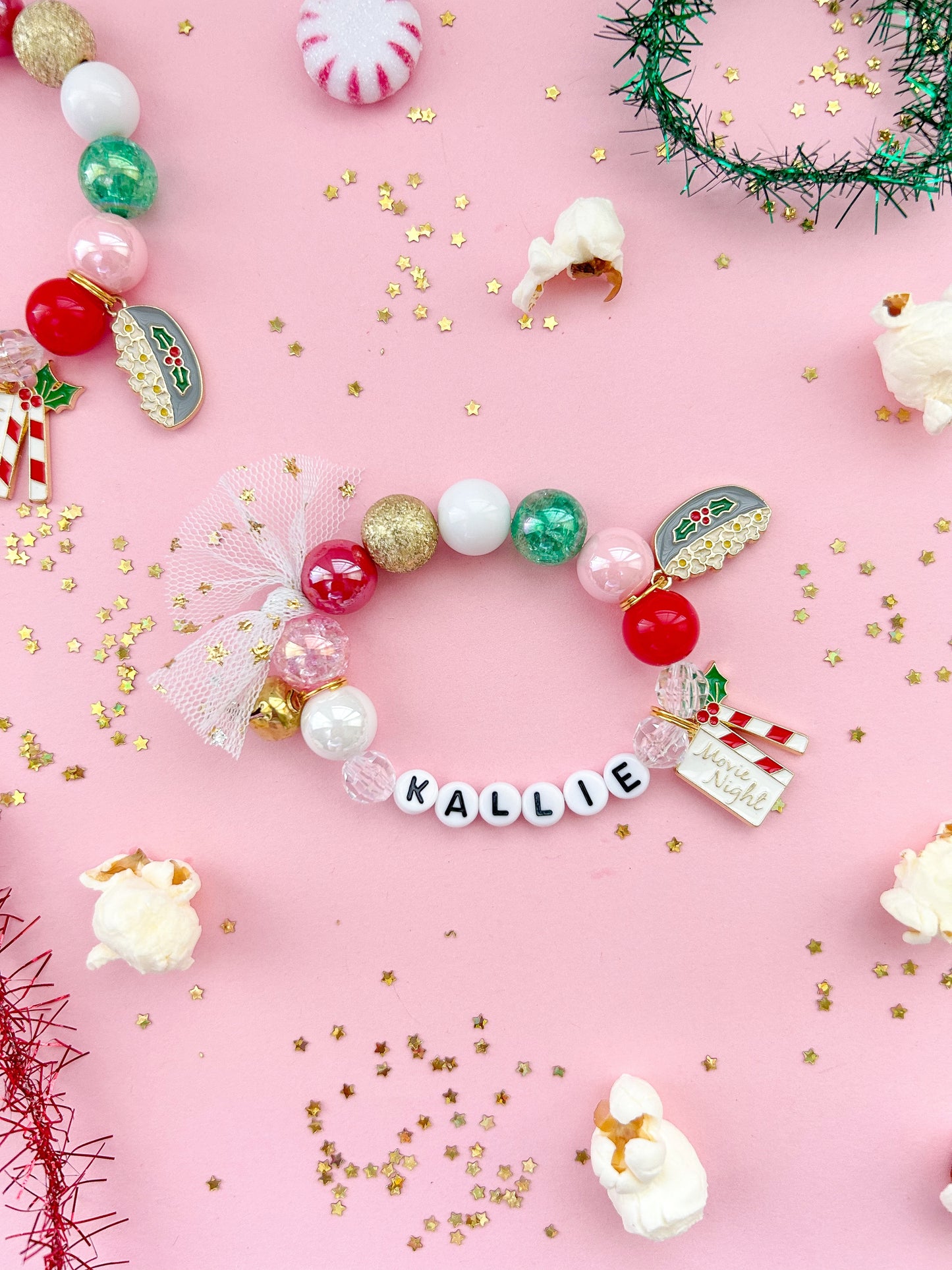 Holiday Christmas Movie Night Charm Bracelet with Jingle Bell