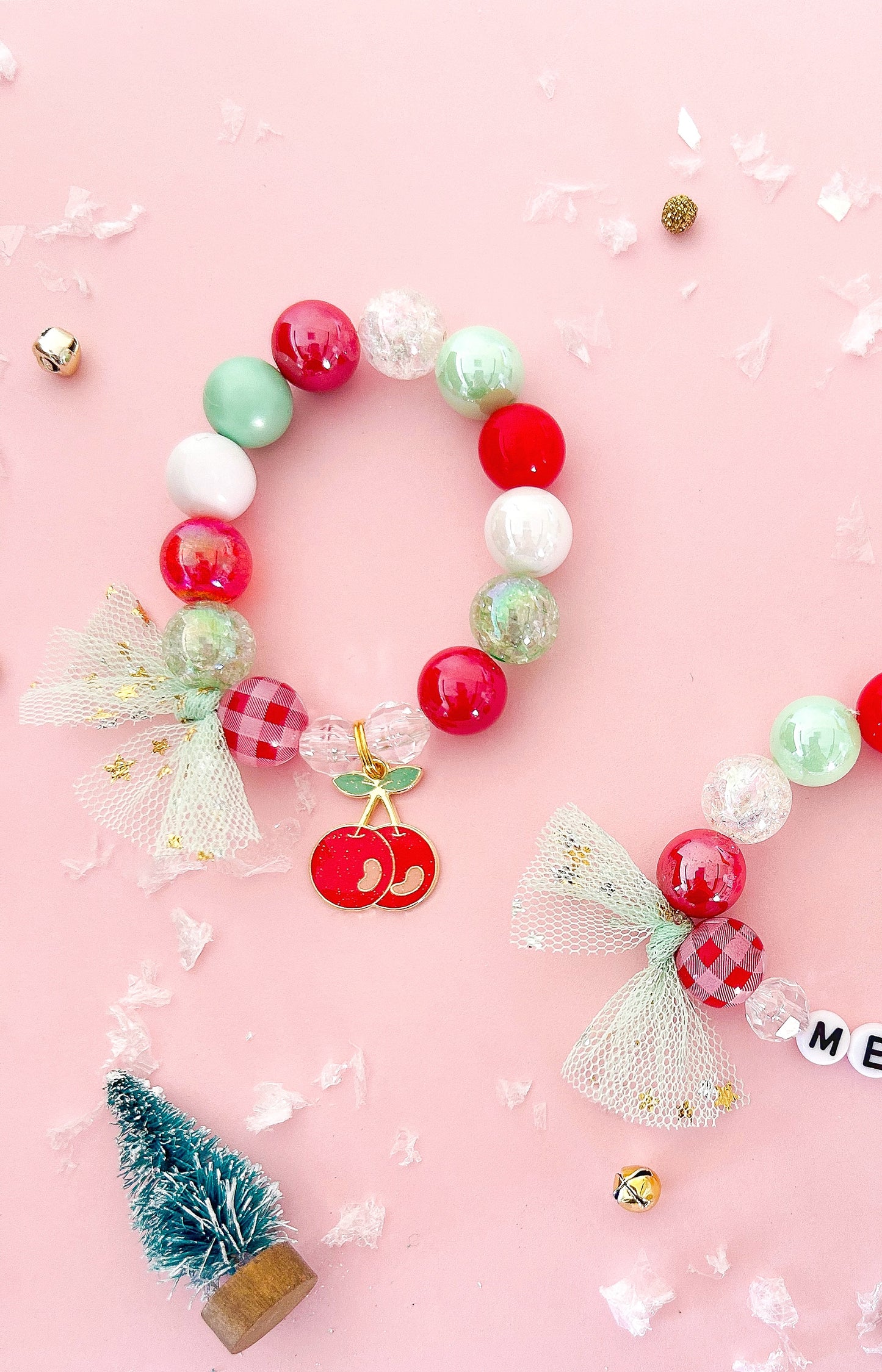 Christmas Cherry Christmas Holiday Kids Charm Bracelet