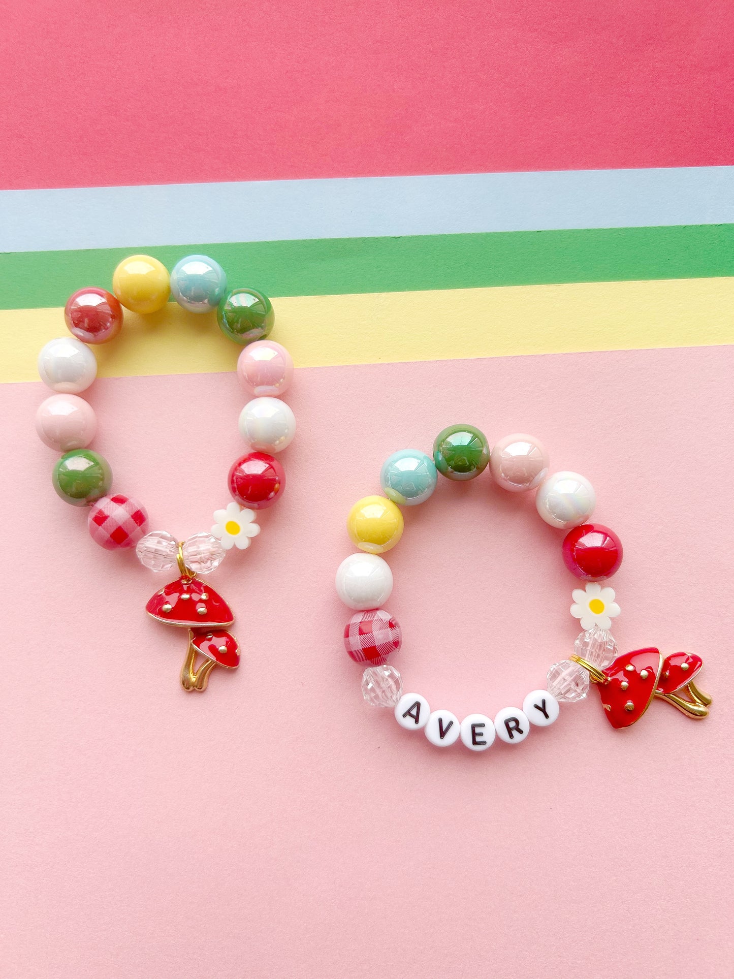 Mushroom Kids Beaded Charm Bracelet