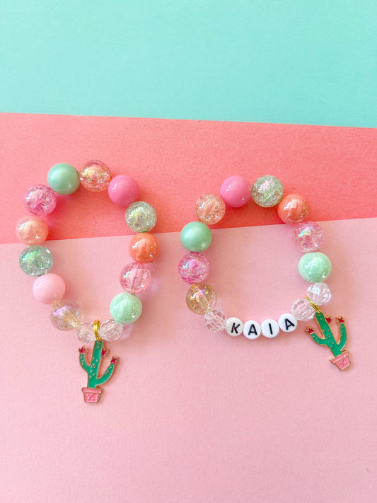 Cactus Southwest Beaded Charm Bracelet