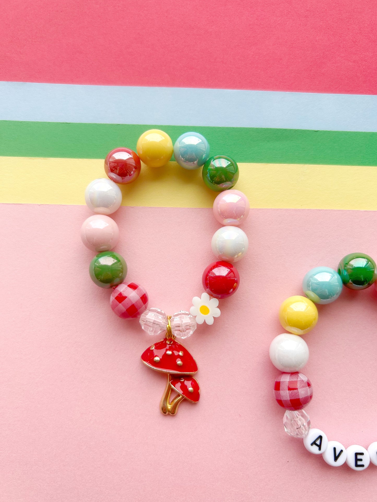 Mushroom Kids Beaded Charm Bracelet