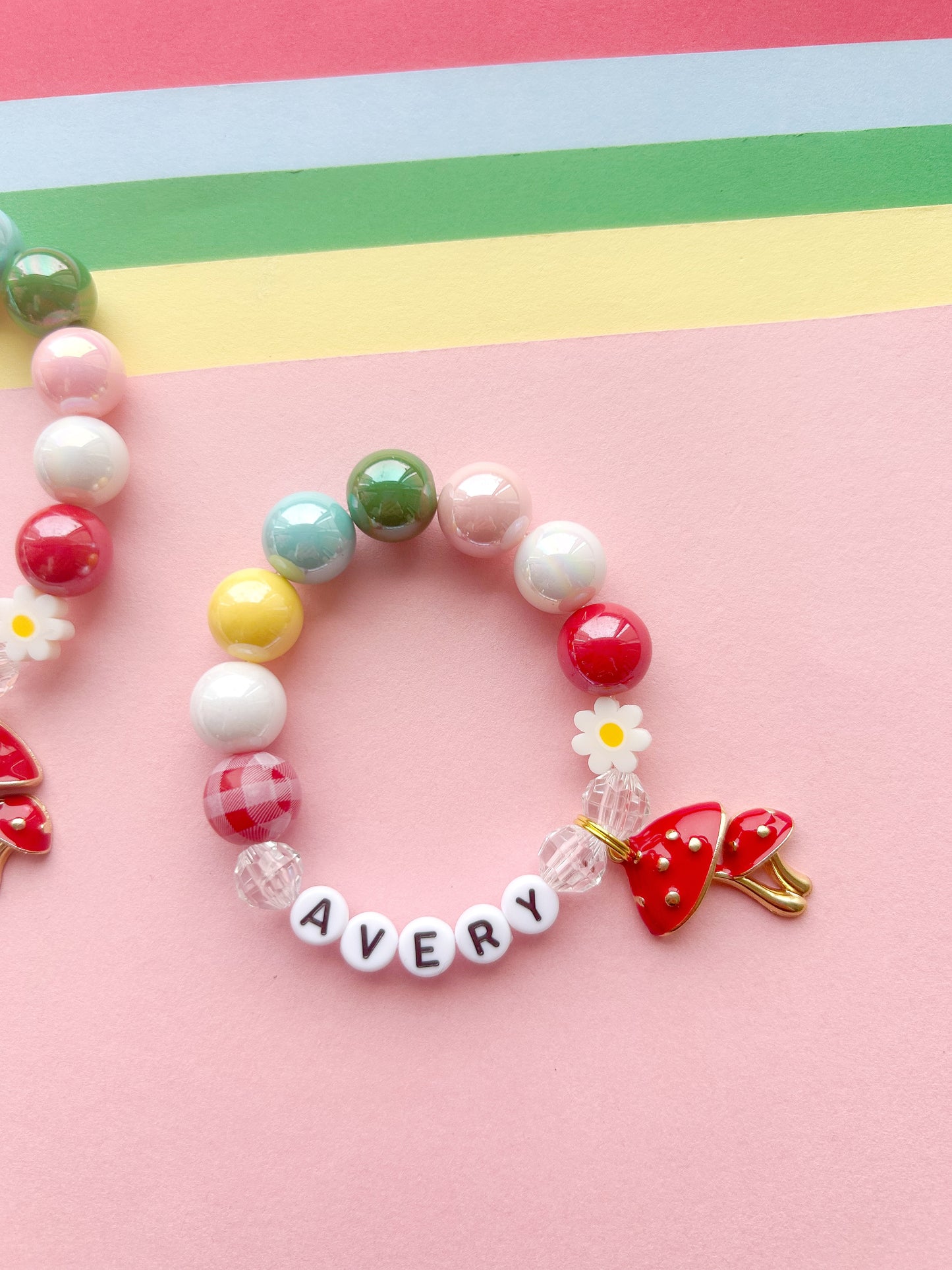 Mushroom Kids Beaded Charm Bracelet