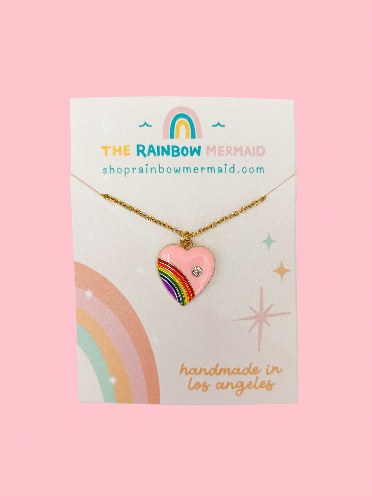 Heart Rainbow Necklace (Pink)