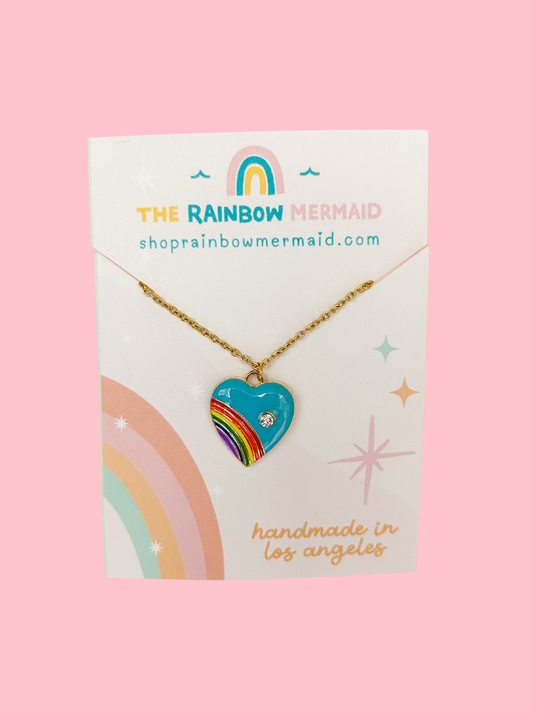 Heart Rainbow Necklace (Blue)