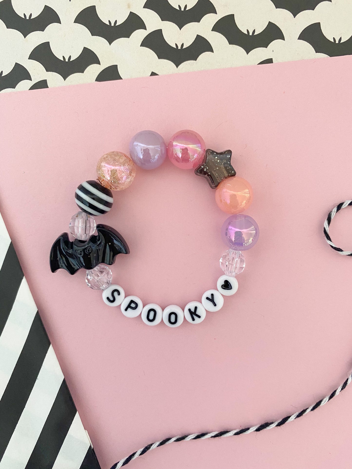 Halloween Bat Charm Bracelet, Kids, Personalized, Custom Name