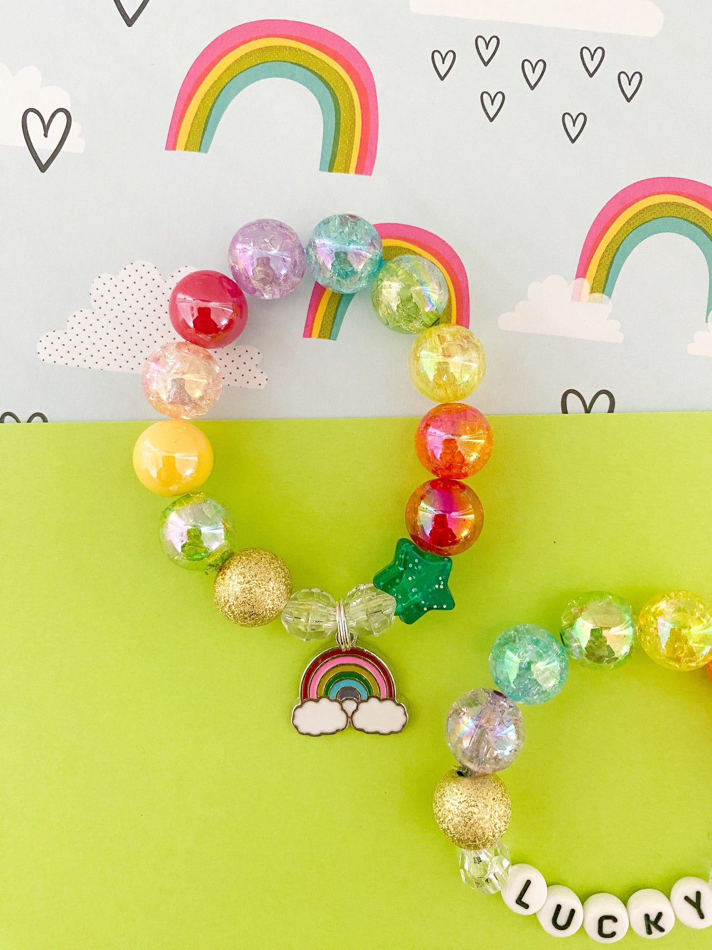 St. Patrick’s Day Lucky Rainbow Charm Bracelet - Customizable