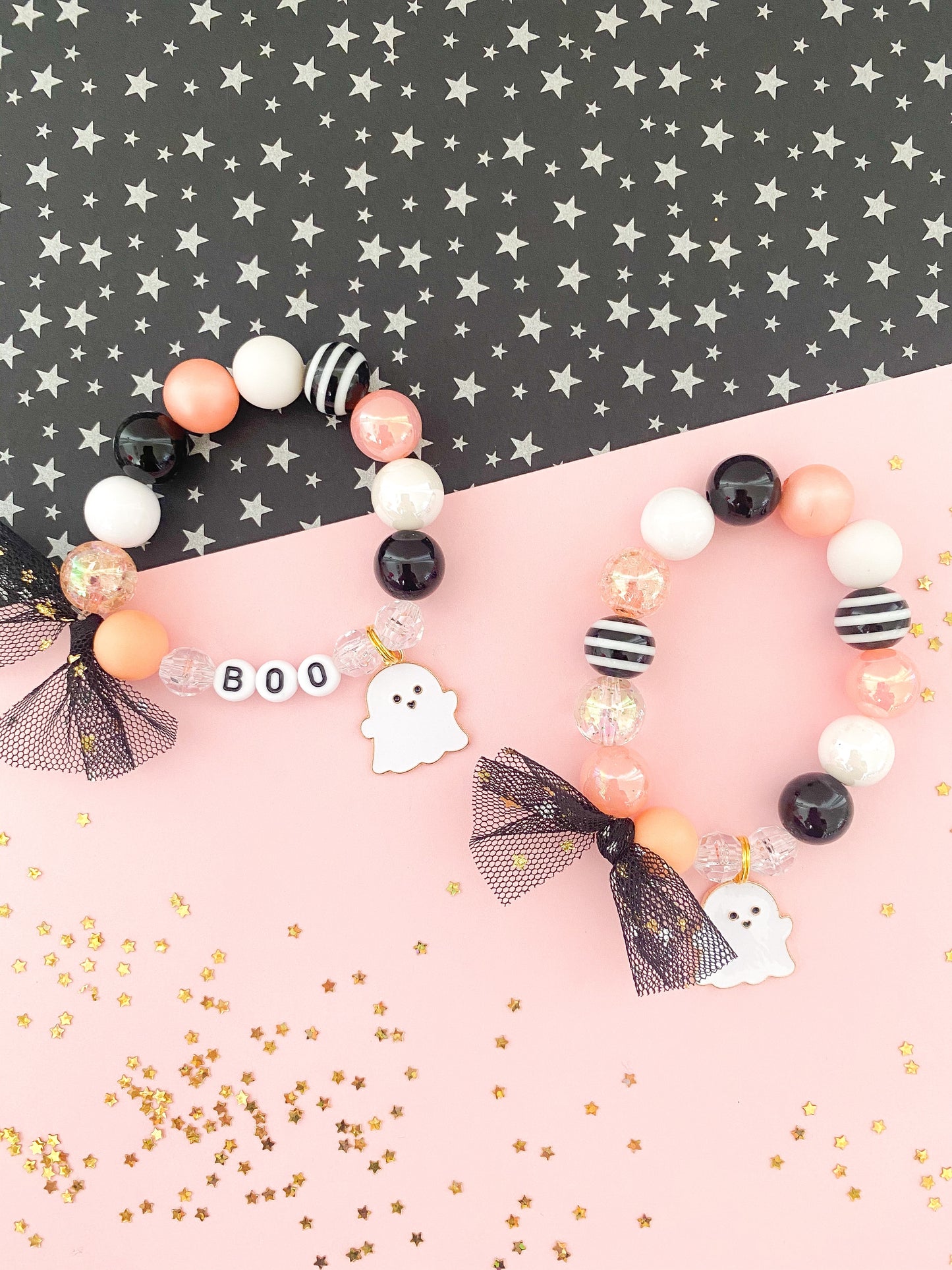 Halloween Ghost Boo Kids Charm Bracelet, Personalized, Custom Name