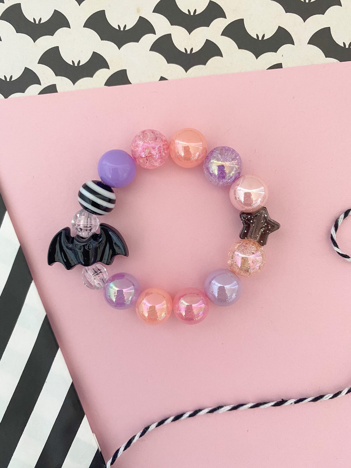 Halloween Bat Charm Bracelet, Kids, Personalized, Custom Name